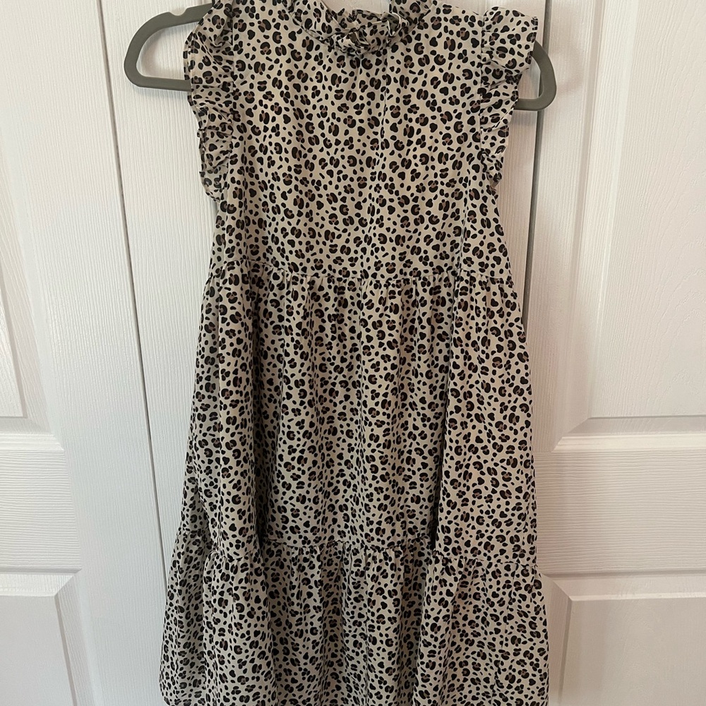 Janie and Jack Black and Tan Leopard Flutter Sleeve Sundress
